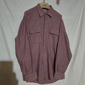 Vtg L.L. Bean Freeport, Maine Made in USA LS Flannel Brick White Houndstooth L*